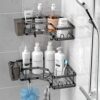 AKTECKE-Corner-Shower-Caddy-2-Pack-Adhesive-Shower-Corner-Organizer-Shelves-No-Drilling-Stainless-Steel-Shower-Storage-Rack-with-HooksToothpaste-Holder-for-Bathroom-Dorm-and-Kitchen-0-0