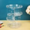 COMVTUPY-360-Rotating-Makeup-Organizer-Adjustable-Layer-Skincare-Organizer-with-Brush-Holder-Perfume-Tray-Cosmetics-Organizer-For-Vanity-Bathroom-Countertop-Clear-0-1