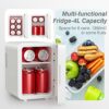 Easy-Take-Skincare-Fridge-Mini-Fridge-with-Dimmable-LED-Mirror-4-Liter6-Can-Cooler-and-Warmer-for-Refrigerating-Makeup-Skincare-and-Food-Mini-Fridge-for-Bedroom-Office-and-Car-White-0-4