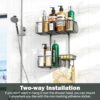 Epicano-Shower-Caddy-Hanging-Anti-Swing-Over-Head-Shower-Caddy-Rustproof-with-hooks-for-Towels-Sponge-and-more-Matte-Black-0-3