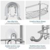GAOKASE-Shower-CaddyShower-Caddy-Over-Shower-Head-Shower-Caddy-Hanging-3-Tier-with-Two-Movable-BasketsGrey-Shower-Caddy-Hanging-with-hooks-for-Towels-Sponge-and-more-0-5