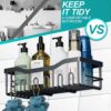 GQLHYD-Shower-Shelf-5pcs-Strong-AdhesiveNo-DrillingWall-Mounted-Shower-Shelf-for-ShampooToothpasteSoapHanging-Towels-Bathroom-Storagewall-shelves-Black-0-4