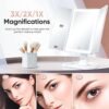 HORM-Makeup-Mirror-Vanity-with-Lights-3-Color-Lighting-Modes-72-LED-Trifold-Mirror-1x2x3x-Magnification-Touch-Control-Design-Portable-High-Definition-Cosmetic-Lighted-Up-White-JING-007-0-3