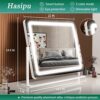 Hasipu-Vanity-Mirror-with-Lights-242-x-189-LED-Make-up-Mirror-Light-up-Mirror-with-10X-Magnification-and-USB-Charging-Port-Phone-Holder-Smart-Touch-3-Colors-Dimmable-360-Rotation-White-0-3