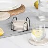 LIFVER-Drink-Coasters-with-Holder-Absorbent-Coaster-Sets-of-6-Marble-Style-Ceramic-Drink-Coaster-for-Tabletop-ProtectionSuitable-for-Kinds-of-Cups-Wooden-Table-Cool-Home-Decor-4-Inches-0-4
