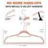 Micuul-Velvet-Hangers-50-Pack-Pink-Hangers-with-Tie-Bar-Non-Slip-Durable-Clothes-Hangers-Holds-up-to-18-lbs-Heavy-Duty-360-Degree-Swivel-Felt-Hangers-for-Coats-Pants-Dress-Clothes-Pink-1-0-1