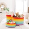 OrganiHaus-Rainbow-Basket-Rope-Diaper-Caddy-Basket-Baby-Diaper-Caddy-Organizer-Nursery-Basket-Baby-Baskets-for-Newborn-Baby-Diaper-Organizer-for-Rainbow-Decor-Diaper-Storage-Organizer-0-3
