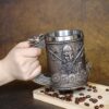 Ottalent-Noric-Viking-Ship-Draon-Drakkar-Beer-Mug-Stainless-Steel-Liner-Bronze-Color-Viking-Warrior-Coffee-Cup-Stein-for-Collectible-Gift-17oz-0-1