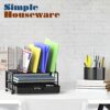 Simple-Houseware-Mesh-Desk-Organizer-with-Sliding-Drawer-Double-Tray-and-5-Upright-Sections-Black-0-4