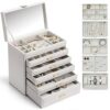 Vlando-6-Tier-Large-Jewelry-Organizer-Jewelry-Box-for-Women-with-Mirror-Jewelry-Holder-Organizer-for-Drawer-Necklace-Ring-Bracelet-and-Watch-Christmas-Gift-for-Loved-Ones-White-0