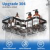 YASONIC-Corner-Adhesive-Shower-Caddy-with-Soap-Holder-and-12-Hooks-Rustproof-Stainless-Steel-Bathroom-Organizer-No-Drilling-Wall-Mounted-Rack-Black-3-Pack-0-2