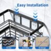 YASONIC-Corner-Adhesive-Shower-Caddy-with-Soap-Holder-and-12-Hooks-Rustproof-Stainless-Steel-Bathroom-Organizer-No-Drilling-Wall-Mounted-Rack-Black-3-Pack-0-4