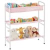 mDesign-3-Tier-Metal-Frame-Vertical-Toy-Storage-Organizer-Cart-for-ChildKids-Bedroom-Toy-Room-Playroom-Holds-Toys-Crayons-Building-Blocks-Puzzles-Crafts-Books-Blankets-PinkWhite-0-3