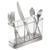 mDesign-Plastic-Cutlery-Storage-Organizer-Caddy-Bin-for-Kitchen-Table-Cabinet-or-Pantry-Holds-Forks-Knives-Spoons-Serving-Utensils-Indoor-or-Outdoor-Use-3-Sections-ClearChrome-0-2