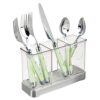 mDesign-Plastic-Cutlery-Storage-Organizer-Caddy-Bin-for-Kitchen-Table-Cabinet-or-Pantry-Holds-Forks-Knives-Spoons-Serving-Utensils-Indoor-or-Outdoor-Use-3-Sections-ClearChrome-0-5